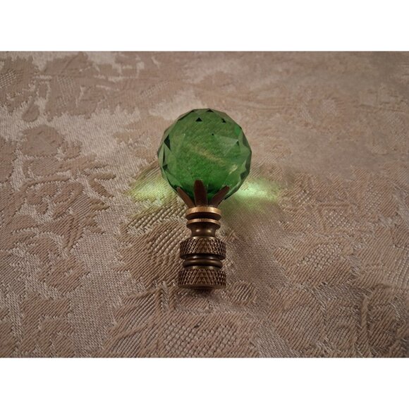 Green Crystal Lamp Finial Shade Topper Round Sphere Retro 2.5" Single New - Picture 4 of 4